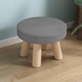 thumbnail image 1 of Topukaiba Round Stool Backless Counter Height Stool Solid Wood Legs Upholstered Seat Vanity Stool for Living Room Bedroom Makeup Desk Entryway Kids Stool, 10.6"x6.7", Gray, 1 of 6