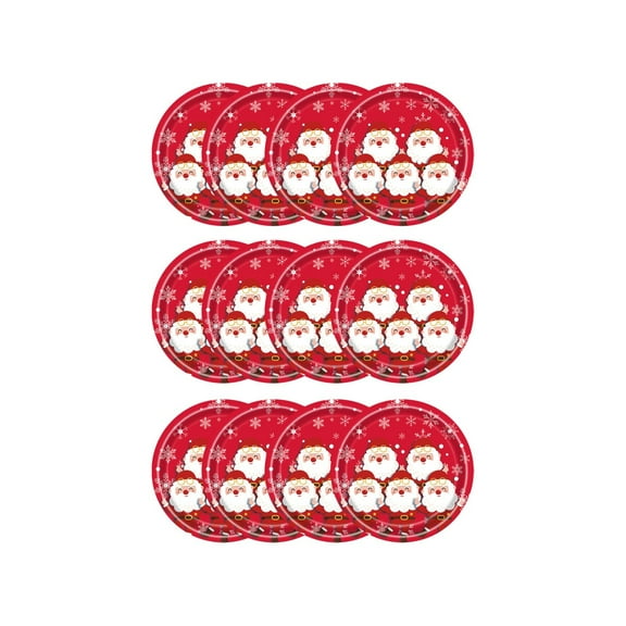 Topukaiba Santa Claus Paper Plates Winter Snowflake Party Tableware Supplies Birthday Party Tableware Multicolor A