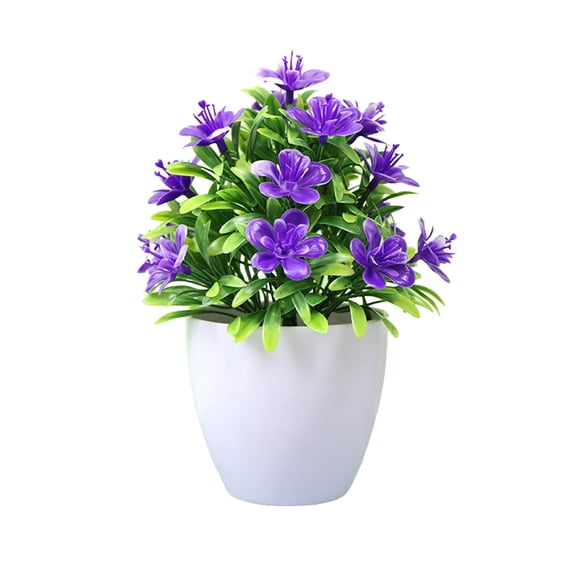 Topukaiba Simulation Of Five-Leaf Plums Potted Plants Plant Bonsai Simulation Of Plant Flowers Suitable For Indoor Home Garden Terrace Office Desk Decoration Purple Free Size