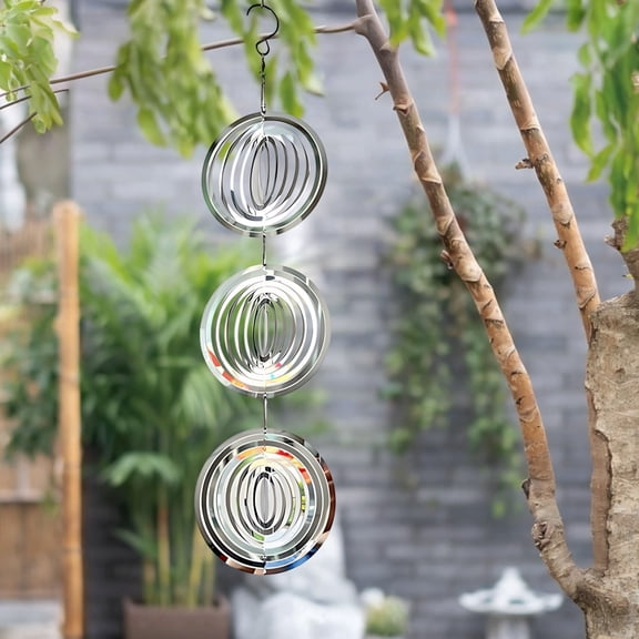 Topukaiba Stainless Steel Hanging Bird Deterrents, Reflective Round Bird Scare Discs for Outside, Woodpecker Deterrent for Patio Balcony Garden, White