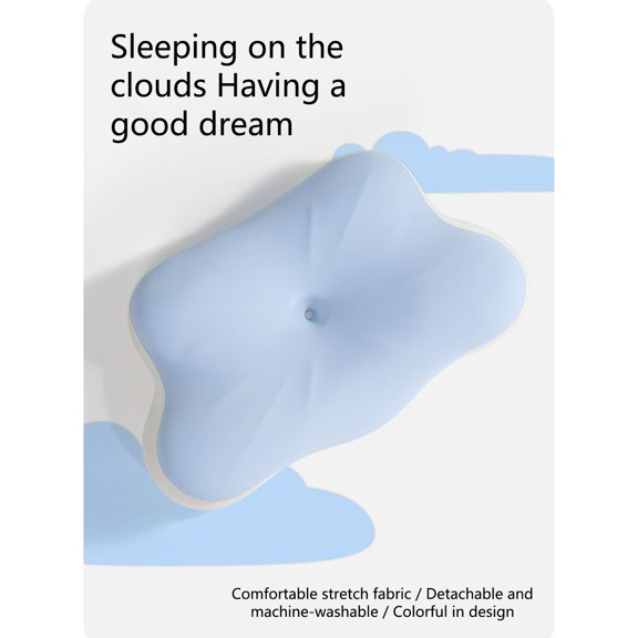 Topukaiba Time Cloud Pillow Memory Foam Neck Support Pillow For Side Sleeping & Deep Sleep Light Blue Free Size