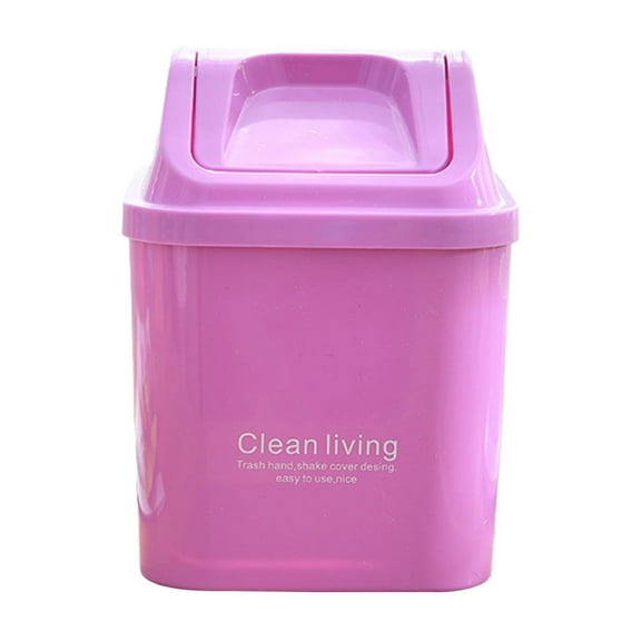 Topukaiba With Lid Mini Desktop Trash Can Household Kitchen Plastic Papers Basket With Lid Storage Bin Desktop Trash Can Purple