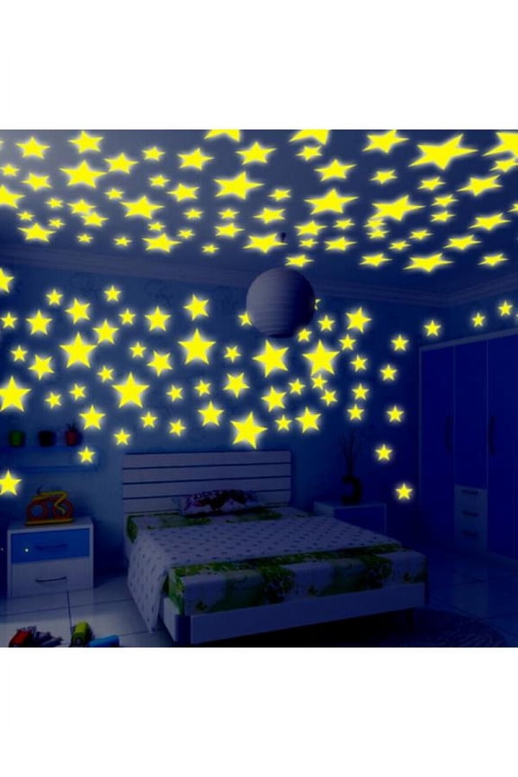 100pcs 3D Stars Stickers Glow In The Dark