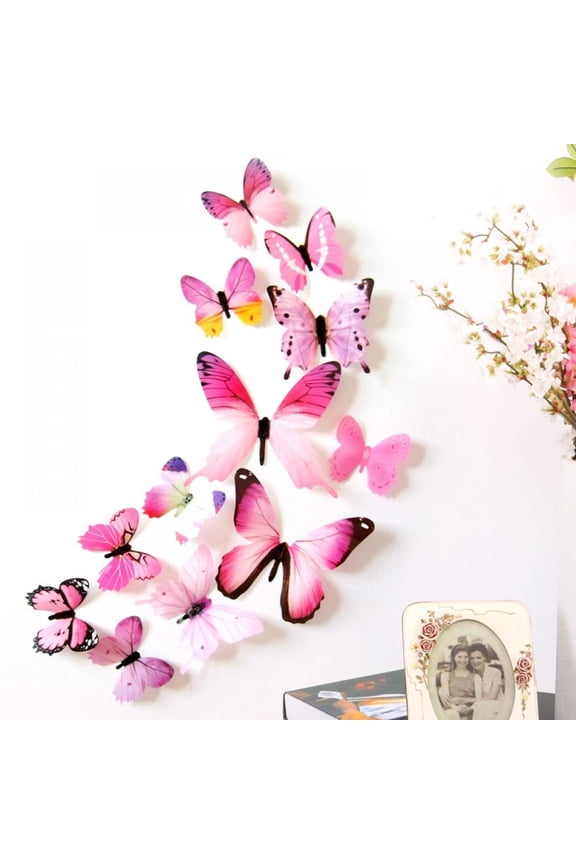 12Pcs Butterfly Wall Decals, 3D Butterflies Home Decor for Room, Wall Sticker for Girls Room Kids Bedroom Bathroom Baby Nursery Decoration
