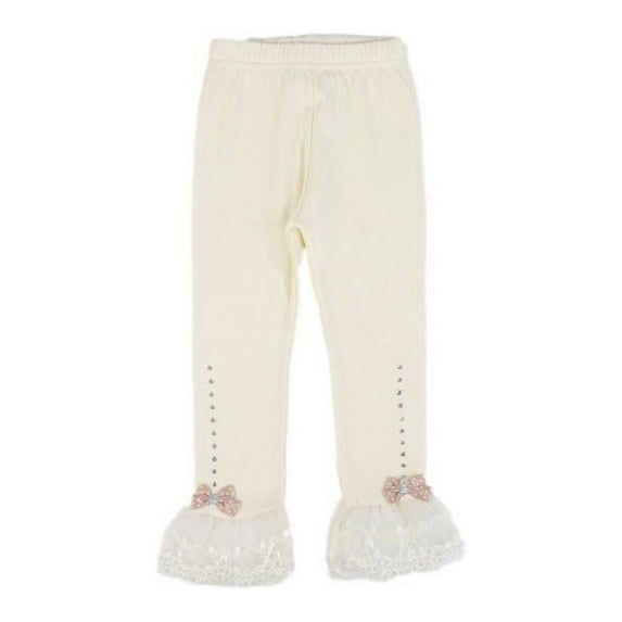 Topumt Autumn Casual Children Girl Bow Lace Design Elastic Waist Pants