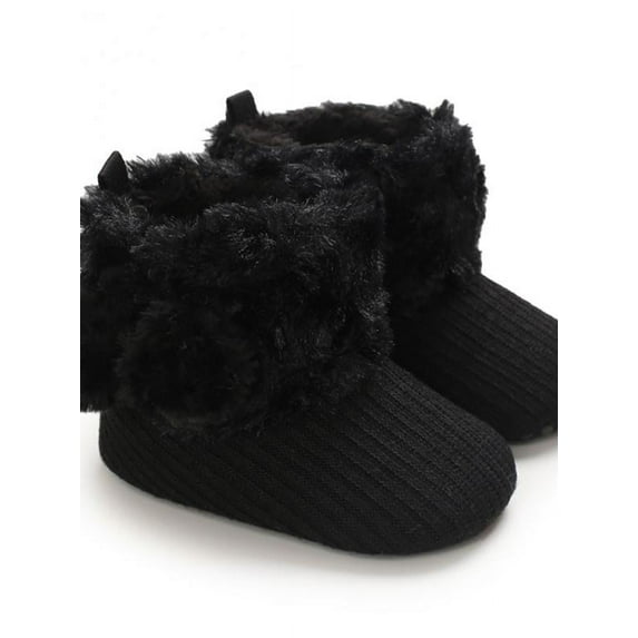 Topumt Baby Boys Girls Fleece Fur Knit Winter Warm Snow Boots Soft Sole Crib Shoes Booties for Newborn Infant Toddler