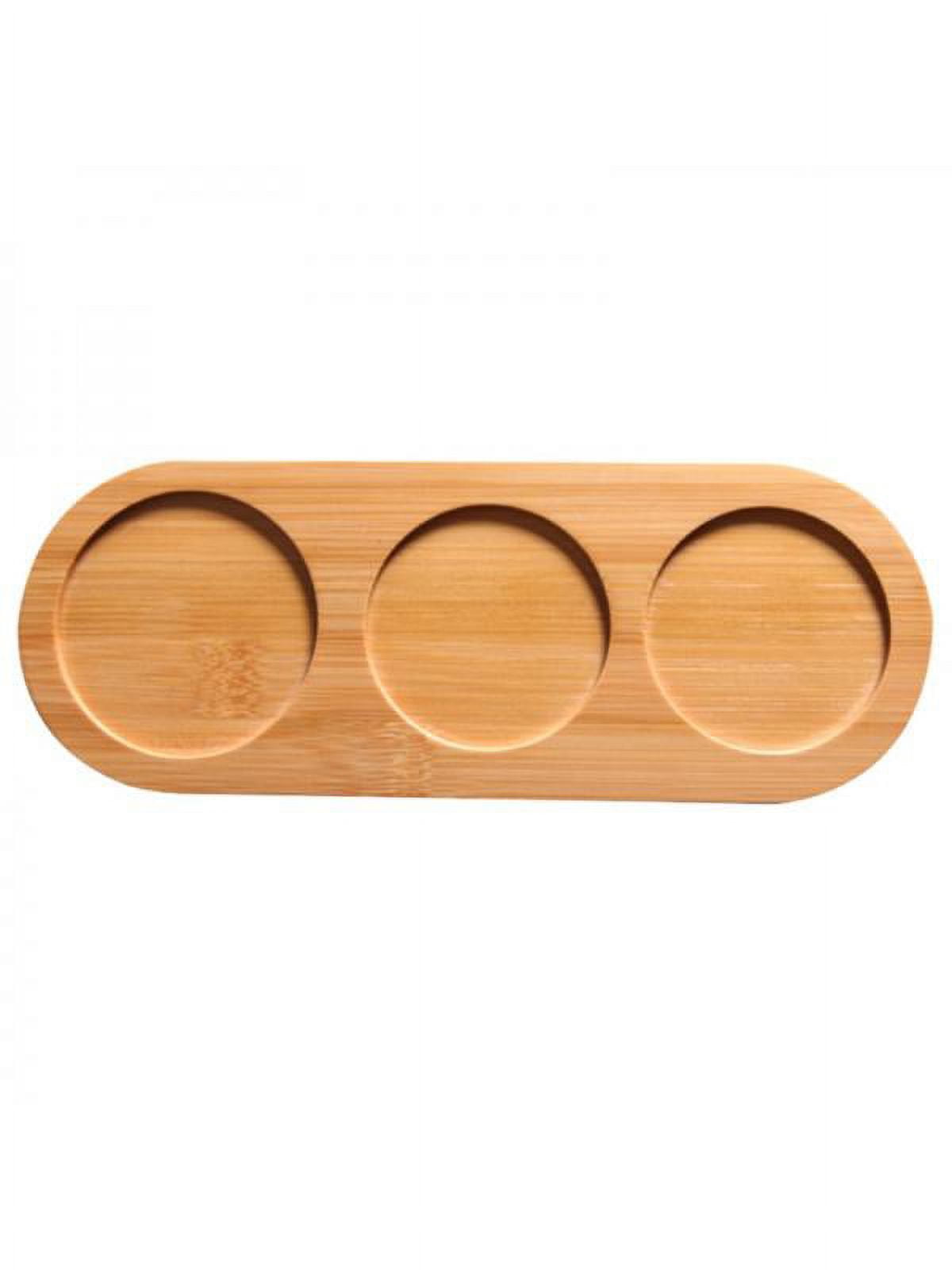 Topumt Bamboo Tray Salt Pepper Shaker Stand Tray Tea Cup Plate