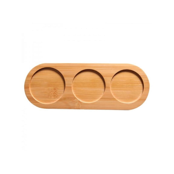 Topumt Bamboo Tray Salt Pepper Shaker Stand Tray Tea Cup Plate Base Kitchen Tool Storage Holder 2/3 Cavity