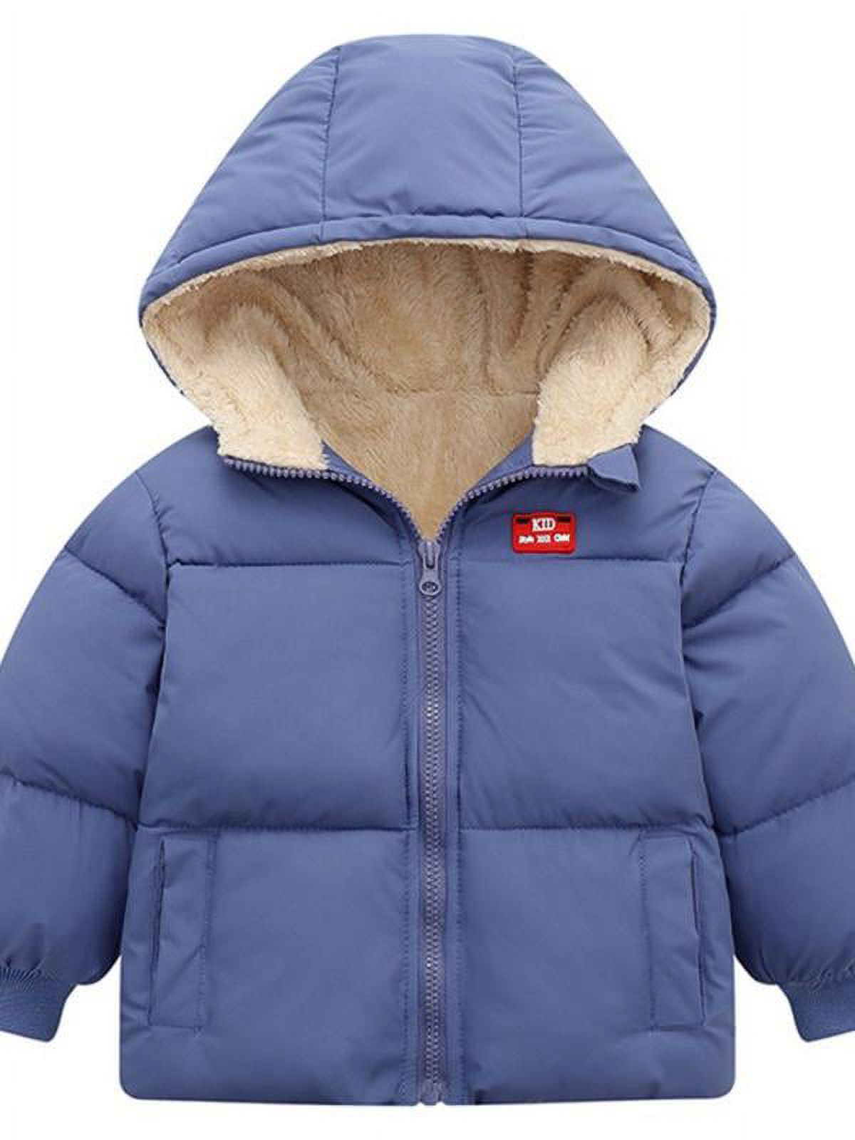 Topumt Boys Girls Hooded Down Jacket Winter Warm Fleece Coat Windproof Zipper Puffer Outerwear 1-6T - image 1 of 3