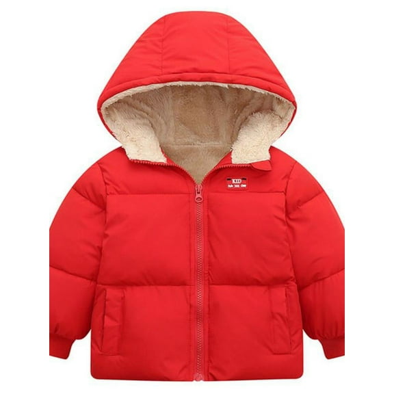Topumt Boys Girls Hooded Down Jacket Winter Warm Fleece Coat Windproof Zipper Puffer Outerwear 1T-6T