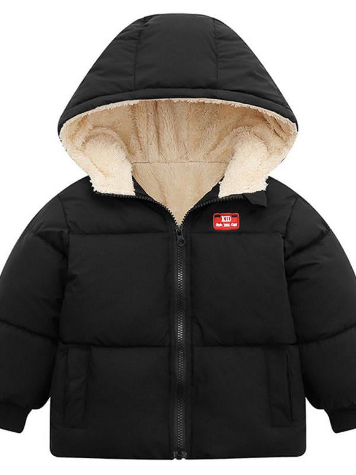 Topumt Boys Girls Hooded Down Jacket Winter Warm Fleece Coat Windproof Zipper Puffer Outerwear 1T-6T - image 1 of 3