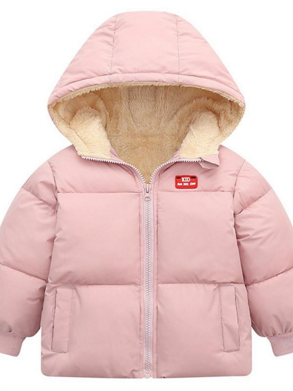 Topumt Boys Girls Hooded Down Jacket Winter Warm Fleece Coat Windproof Zipper Puffer Outerwear 1T-6T - image 1 of 7