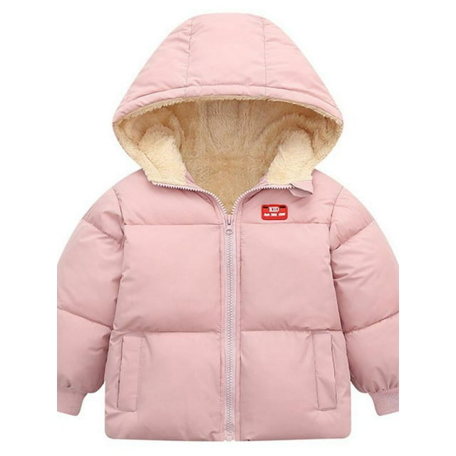 Topumt Boys Girls Hooded Down Jacket Winter Warm Fleece Coat Windproof Zipper Puffer Outerwear 1T-6T