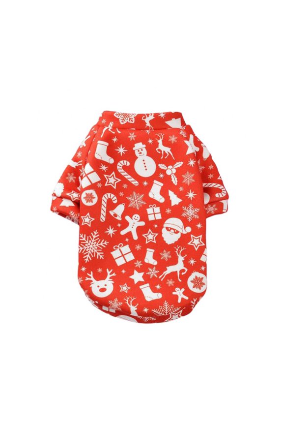 Cartoon Christmas Printed Warm Fleece Dog Clothes Pet Hoodie Small Dog Pet Clothing Chihuahua Sweatshirt Cat Pullover