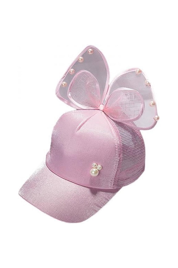 Child Girls Adjustable Sequins Caps Hat Ear Design Casual Mesh Visors