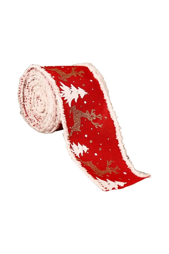 Christmas Tree Topper, Glitter Satin Mesh Streamer, Christmas Linen Fabric Craft Ribbon,Xmas Treetop Hanging Decorations & Gift