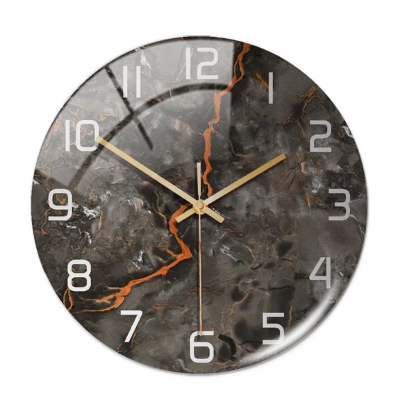 Topumt Decorative Marble Stone Print Round Wall Clock, Silent Battery Operated Quartz Analog Quiet Desk Clock for Home,Office,School,Kitchen