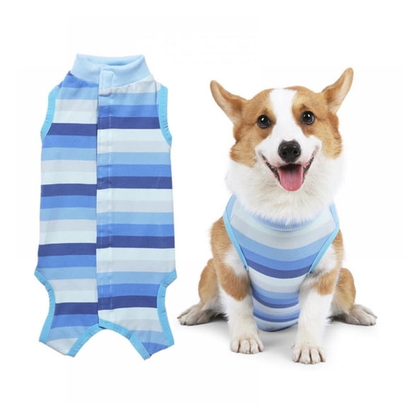 Topumt Dog Surgery Recovery Suit, Pet Four-Legs Jumpsuit Stripe Camouflage Post-Operative Vest Shirt for Small Meidum Large Dog