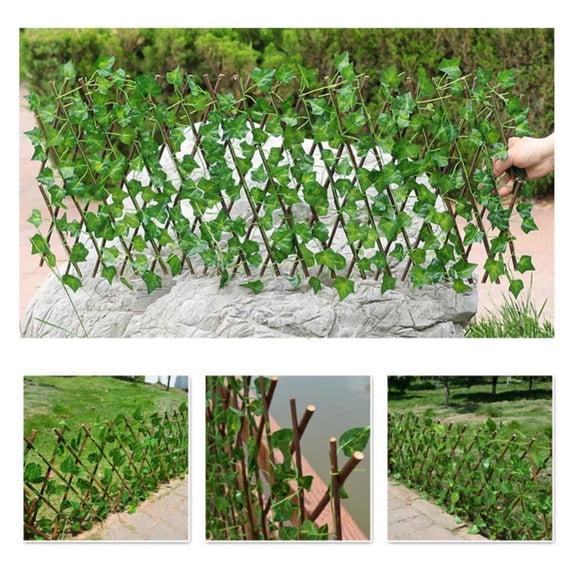 Topumt Expandable Artificial Ivy Privacy Screen Fence-Retractable Fence Panel with Faux Leaves