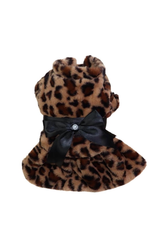 Fluffy Faux Fur Leopard Dog Coats Pet Jackets Cat Winter Clothes Hoodies
