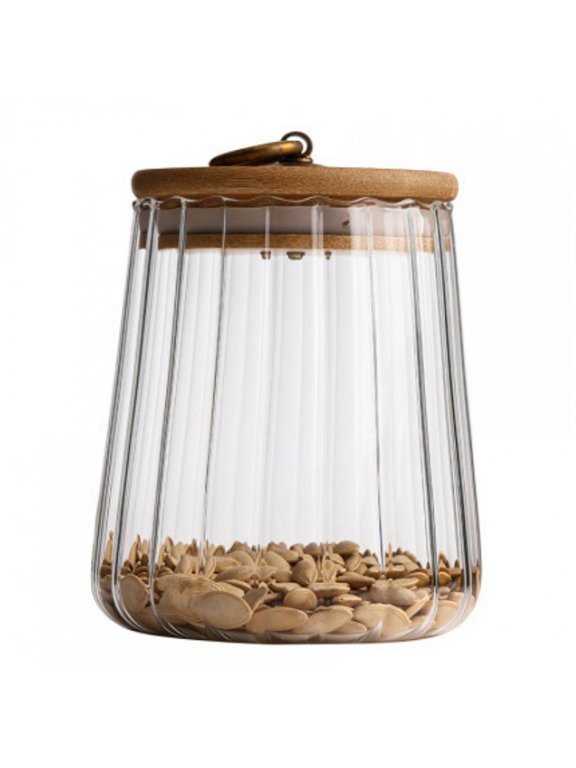 Glass Coffee Canister Airtight Storage Jar Petal Decorative Container with Lid Metal Handle Easy to Grasp