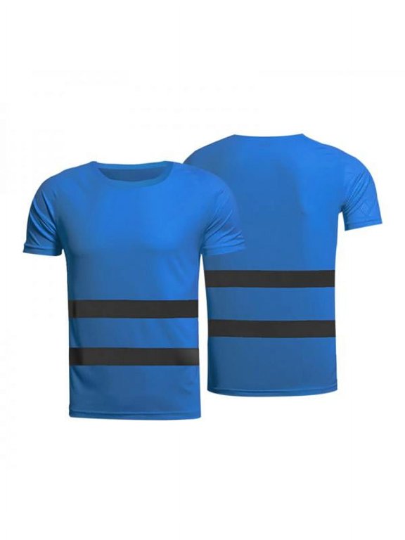 Hi Vis Crew Neck High Visibility Work Tee Reflective Tape Safety Tops