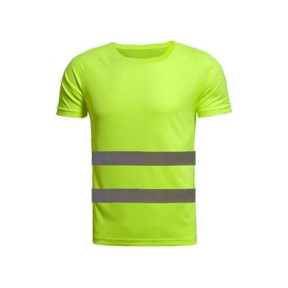 Topumt Hi Vis Crew Neck High Visibility Work Tee Reflective Tape Safety Tops