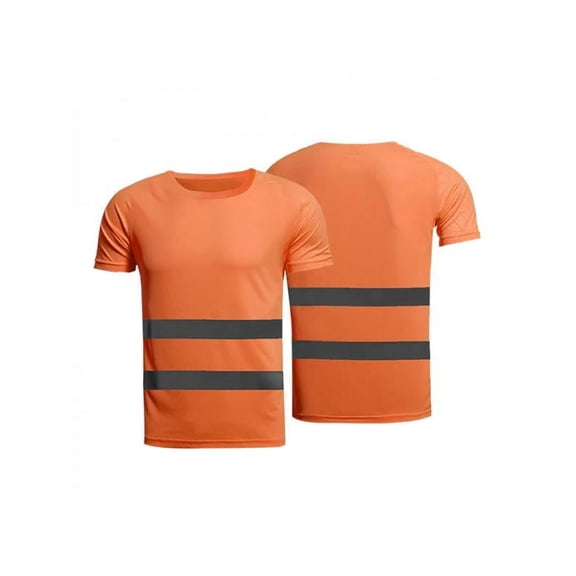 Topumt Hi Vis Crew Neck High Visibility Work Tee Reflective Tape Safety Tops