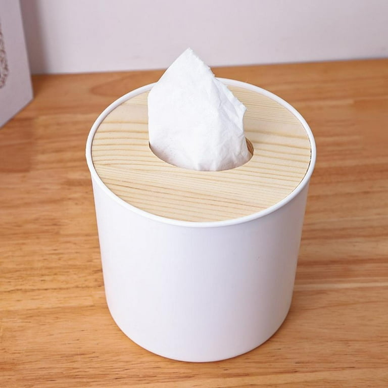 Topumt Home Kitchen Wooden Plastic Tissue Box Cover Solid