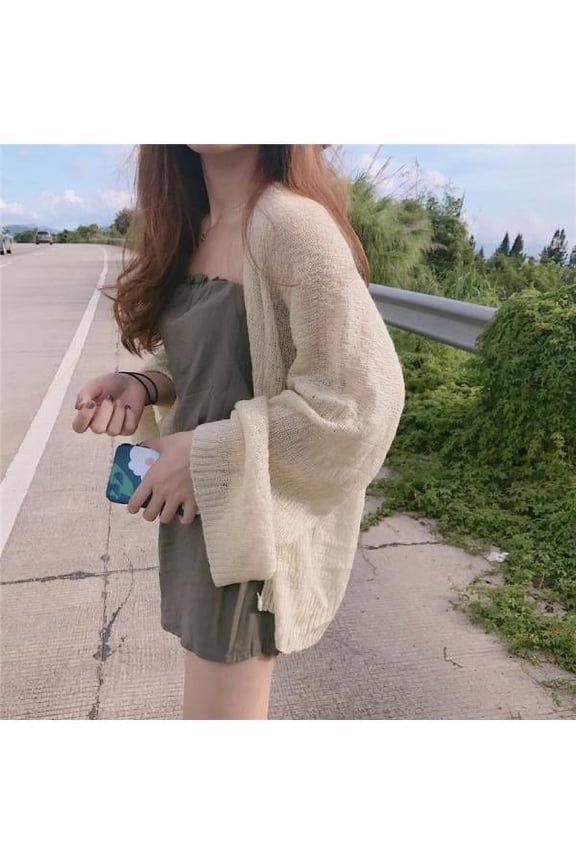 Lady Women Long Sleeve Cardigan Summer Beach Casual Sunscreen Coat Jacket Top