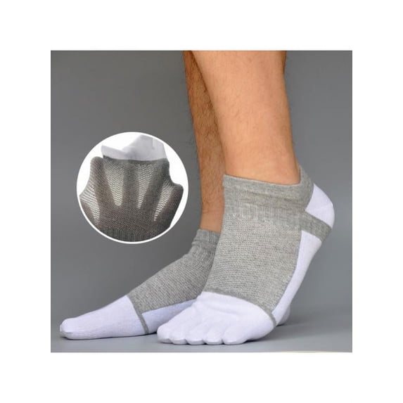 Topumt Men's Cotton Thin Section Short Splicing Mesh Five-finger Socks