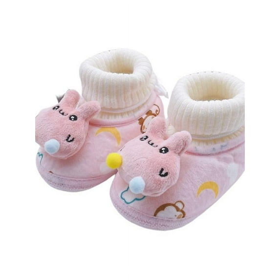 Topumt Newborn Infant Baby Boys Girls Booties Stay On Socks Soft Shoes Non Skid Winter Warm Christmas Slippers