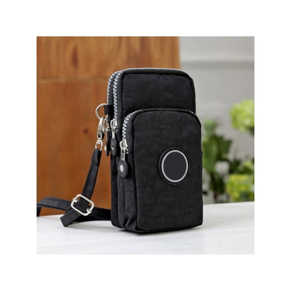 Topumt Outdoor Sports 3 Layer Storage Zipper Waterproof Nylon Crossbody Wrist Shoulder Bag