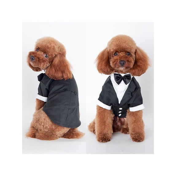 Topumt Pet Dog Cat Wedding Party Clothes Suit Tuxedo Bow Tie Puppy Coat Costume Apperal