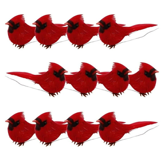Topumt Robin Bird Christmas Tree Decoration Craft Christmas Tree Ornaments Red Birds with Feathers for Christmas Decorations