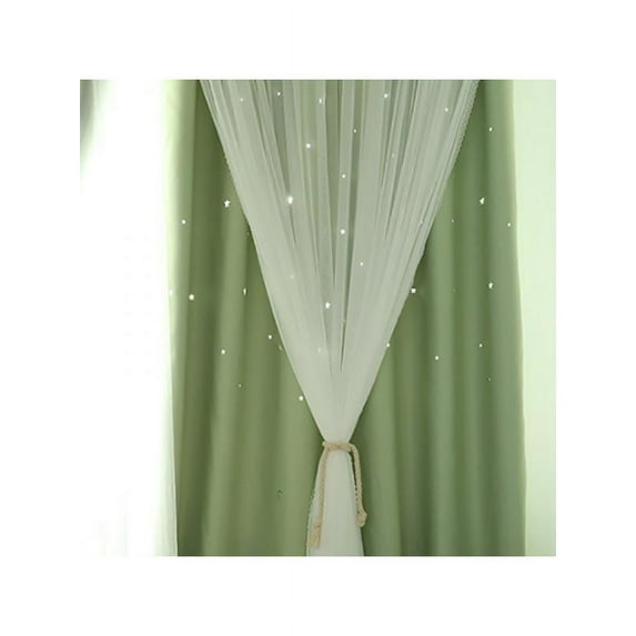 Topumt Romance Double-Deck Cloth Blackout Floor-Standing Star Hollow Curtain