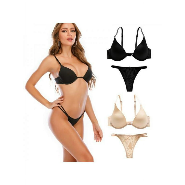 Topumt Sexy Bra Seamless Push Up Bra And Panty Underwear Set Bralette  Wireless Lingerie Sets
