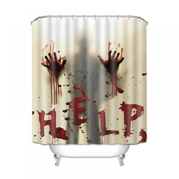 Topumt Shower Curtain Halloween Decoration,Horror Shower Curtain for Bathroom,Scary Handprint Theme of Blood,Halloween Bathroom Prop Decor