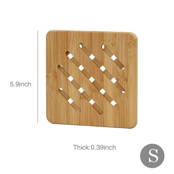Topumt Table Solid Bamboo Wood Trivets for Hot Dishes Pot w/Non-slip Pads Heat Resistant Pads
