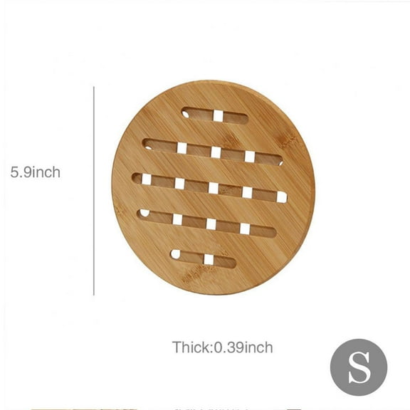 Topumt Table Solid Bamboo Wood Trivets for Hot Dishes Pot w/Non-slip Pads Heat Resistant Pads