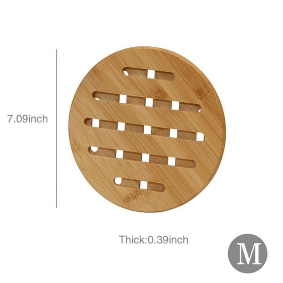 Topumt Table Solid Bamboo Wood Trivets for Hot Dishes Pot w/Non-slip Pads Heat Resistant Pads
