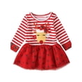 thumbnail image 1 of Topumt Toddler Kids Baby Girls Christmas Dress Elk Print Long Sleeve Striped Tutu Skirts Set Festival Dress, 1 of 7