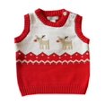 thumbnail image 1 of Topumt Toddler Kids Girl Boy Winter Christmas Deer Sweater Knitted Warm Vest Sleeveless Tops Clothes Waistcoat, 1 of 5