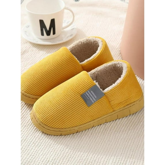 Topumt Unisex Men Women Slippers Plush Lined House Shoes Indoor, Outdoor W/Anti-Skid PVC Sole