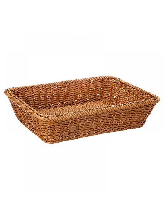 Wicker Baskets Trays, Rattan Serving Tray, Rectangle Vanity Basket, for Bathroom Woven Storage and Organizer for Kitchen Honey