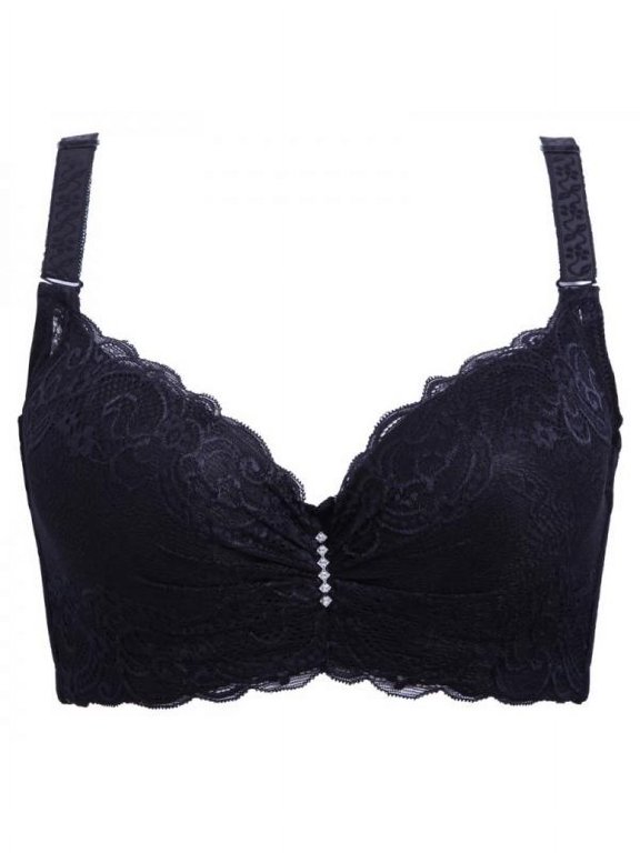 Women Adjustment Push Up Underwire Bra Thin Padded Bra Lady Gather Lace Floral Bra Brassieres Underwear Lingerie Cup D