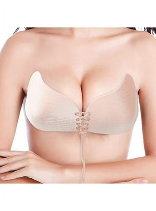 VOSS Women Thin Invisible Gathered Lift Sticky Bra Breathable Clear Strap  Bra Adhesive Push Up Silicone Bras For Wedding Party Backless Dress 