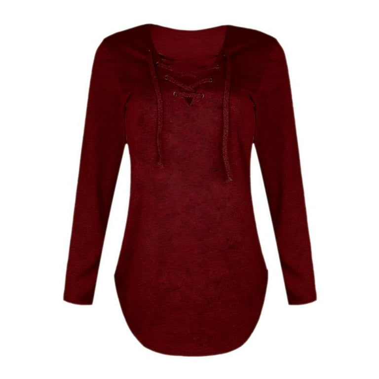 Strap Long Sleeve Cross Collar T-Shirt Strap Long Sleeve Cross Collar T-Shirt