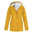 thumbnail image 1 of Topumt Women Plus Size Solid Plush Thickening Outdoor Hooded Raincoat Windbreaker Jacket, 1 of 6