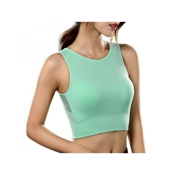 Topumt Women Seamless Padded Sport Bra Vest Mesh Stitching Fitness Yoga Running Quick-Dry Bra Underwear Tank Tops